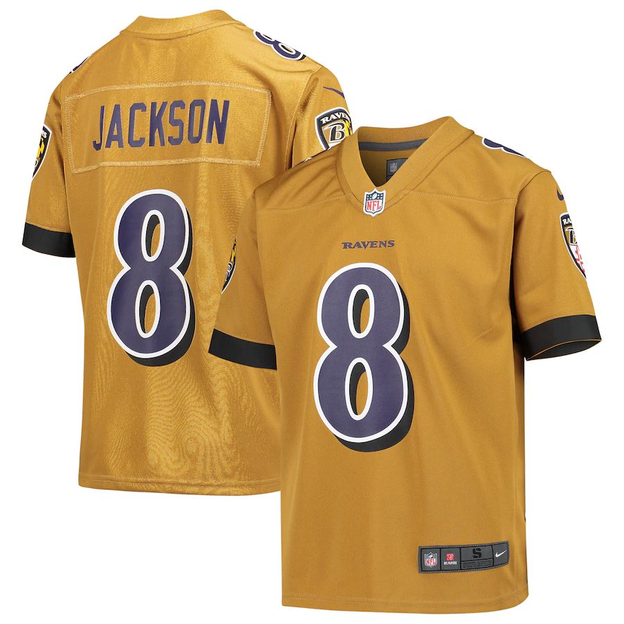 Youth Lamar Jackson Gold Inverted Player Limited Team Jersey