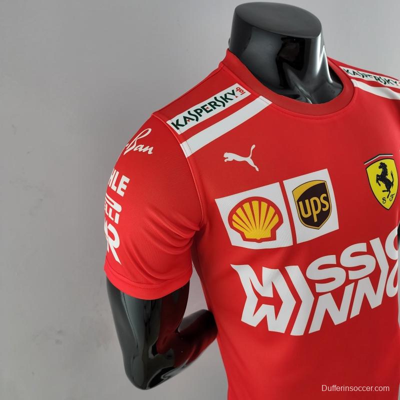 2022 F1 Ferrari  RED T-shirts Full Sponsor #0007