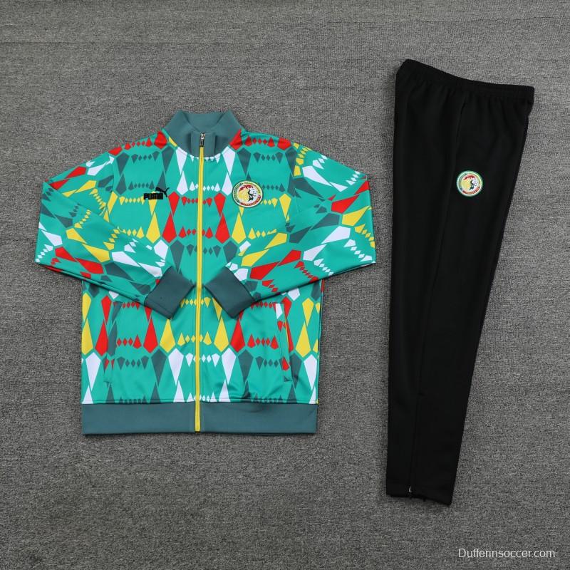 2024 Senegal Green Full Zipper Hoodie Jacket+Pants