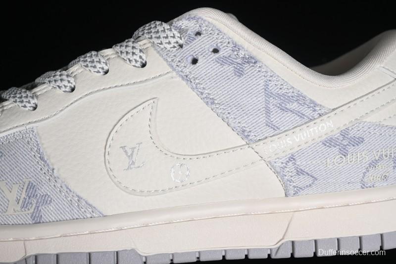 Nike SB Dunk Low LV Collaboration - Tie-Dye Denim Glow in the Dark Anniversary Custom Low-Top Casual Sneakers - FC1688-192