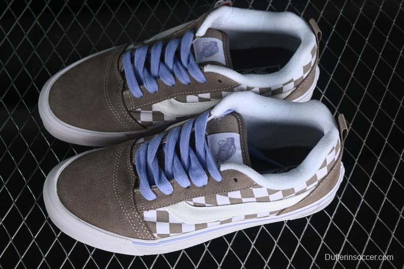Vans Classics Knu Skool Retro Chunky Sneakers in Light Brown/Lilac Checkerboard - VN0009QC0AK