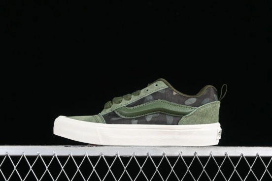 Vans Classics Knu Skool Camo Army Green Chunky Tongue Platform Sneakers - VN0007QC0WD