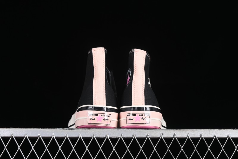 Converse Chuck 70s High Top Canvas Sneakers with Chain Accents in Black & Pink - A09539C