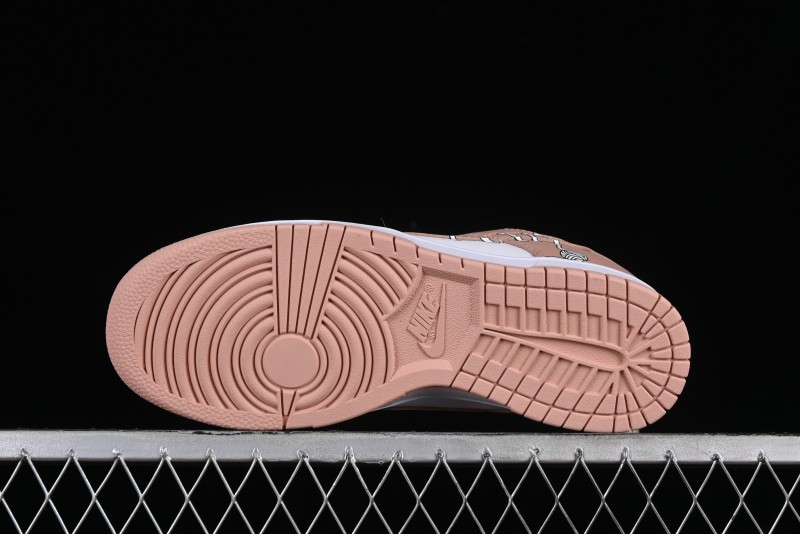 Nike Dunk Low SB Casual Sneakers with Knit Cat and Rose Pink Design - DD1503-118