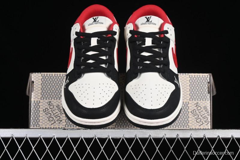 Nike SB Dunk Low LV Collaboration - Beige Black Red Glow in the Dark Anniversary High-End Custom Low-Top Casual Skate Shoes - JH8035-931