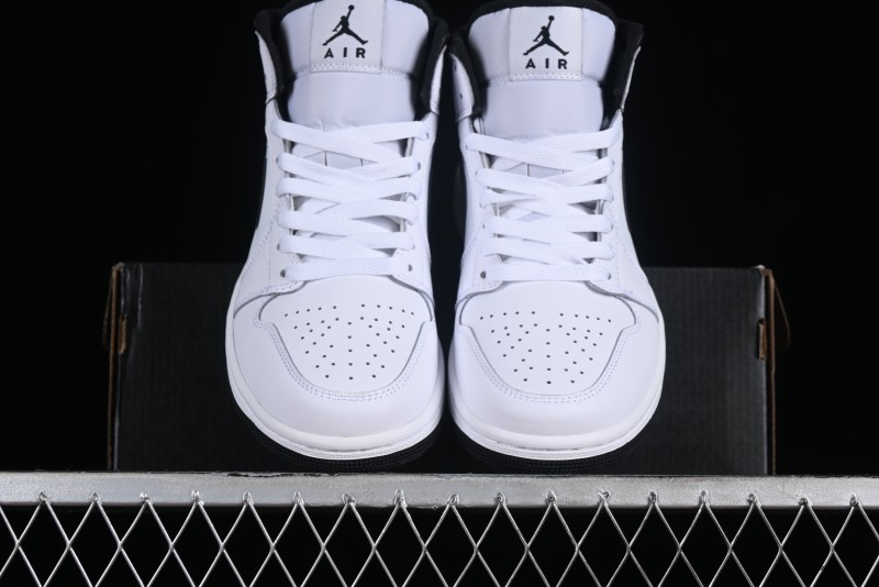 Nike Air Jordan 1 Mid AJ1 White Black Mid-Top Casual Sneakers - DQ8426-132
