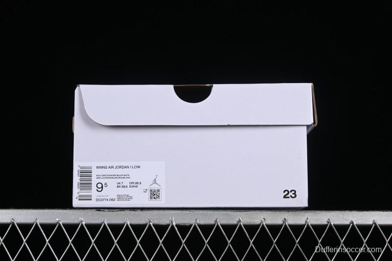 Nike Air Jordan 1 Low AJ1 Black Grey Red Hook Low-Top Culture Basketball Shoes - DC0774-062