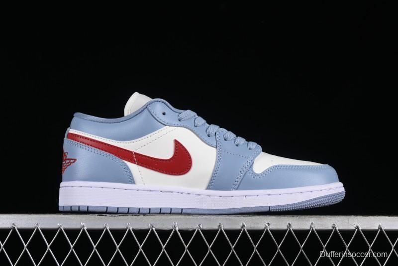 Nike Air Jordan 1 Low AJ1 White Blue Red Toe Casual Sneakers - DC0774-164