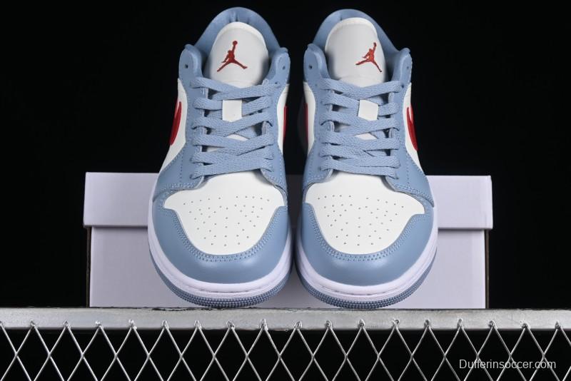 Nike Air Jordan 1 Low AJ1 White Blue Red Toe Casual Sneakers - DC0774-164