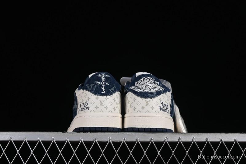 Nike Air Jordan 1 Low OG SP Travis Scott x Fragment Design Retro Sneakers with Reverse Swoosh - SJ2068-004