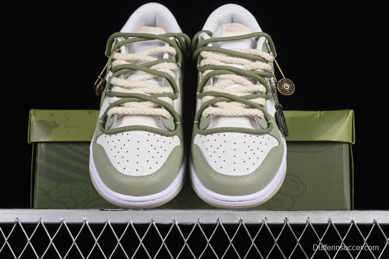 Nike Dunk Low SB Casual Sneakers with Deconstructed Laces and Dragon Well Tea-Inspired Design - DV0831-003