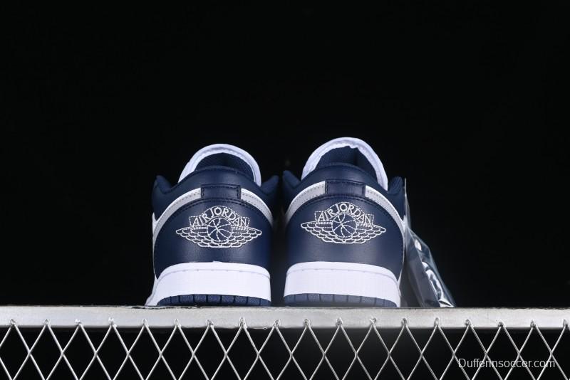 Nike Air Jordan 1 Low AJ1 White Blue Grey Low Top Lifestyle Basketball Shoes - 553558-141