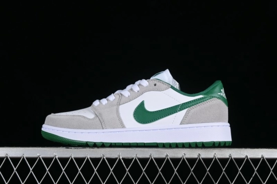 Nike Air Jordan 1 Low Golf Shoes Grey White Green - DD9315-112