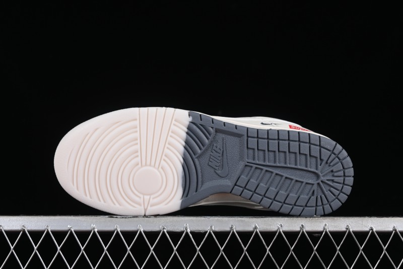Supreme x Nike SB Dunk Low Anniversary Edition White Grey Customized Low-Top Casual Skate Shoes - BB8657-105