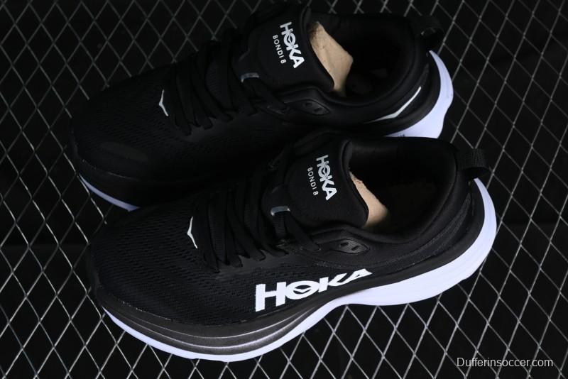 HOKA ONE ONE Bondi 8 Functional Cushioned Running Shoes with Engineered Mesh Upper - 1123202 BWHT