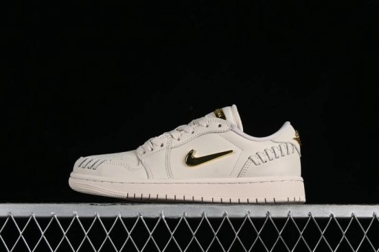 Nike Air Jordan 1 Low "Method of Make" Casual Sneakers in White Gold - FN5032-200