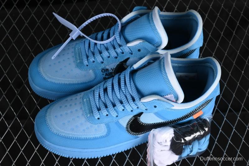 Nike Off White x Air Force 1 Low OW Collaboration Transparent Blue Casual Sneakers - AO4606-400