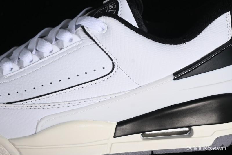 Nike Air Jordan 2/3 Retro Low Top Basketball Shoes in White/Black/Sail/Cement Grey - FD0383-100