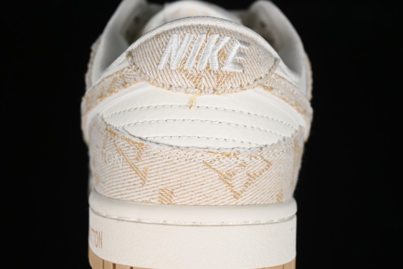 Nike SB Dunk Low LV Collaboration - Beige Swoosh Anniversary High-End Custom Low-Top Casual Skate Shoes - SJ2068-258