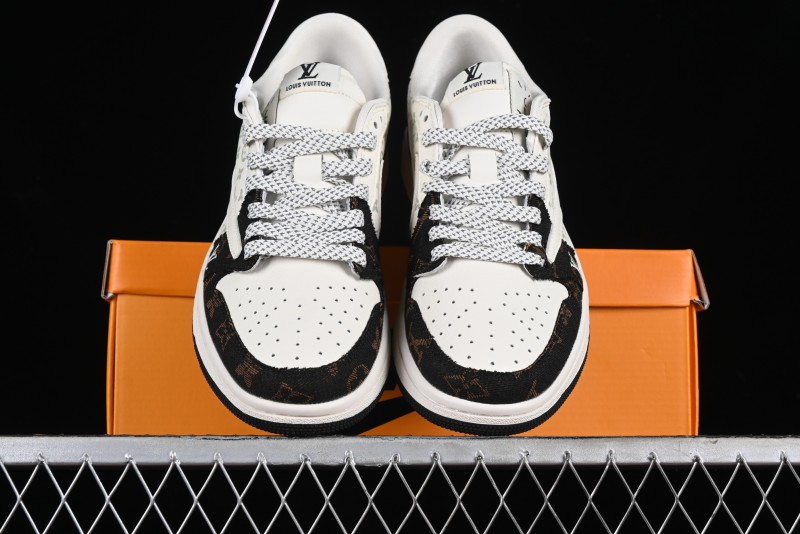 Nike Travis Scott x Fragment Design x Air Jordan 1 Low OG SP AJ1 LV Classic Black Gold Low-top Casual Sneakers - SJ2068-103