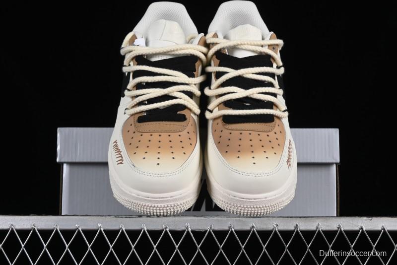 Nike Air Force 1 '07 Low Custom Cappuccino Anime-Themed Spray-Painted Casual Sneakers with Strap - ZH0316-019