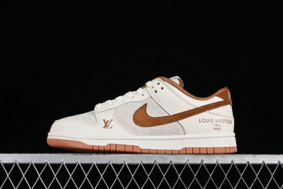 Nike SB Dunk Low LV Collaboration - Chocolate Anniversary High-End Custom Low-Top Casual Skate Shoes - FC1688-133