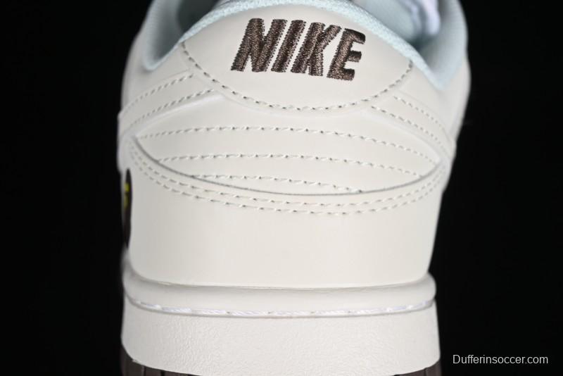 Nike SB Dunk Low BAPE Collaboration Anniversary Edition - White with Brown Swoosh Low-Top Casual Skate Shoes - XD6188-019
