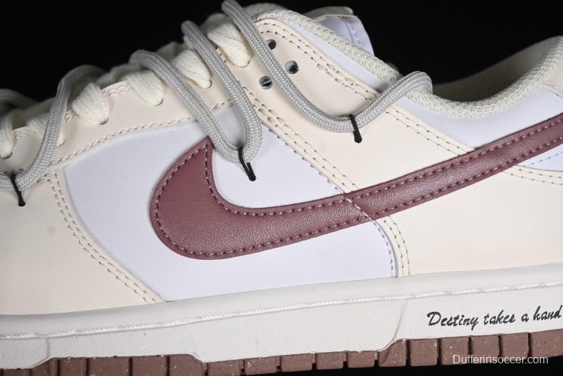 Nike Dunk Low Next Nature SB Lace-Up Low-Top Casual Sneakers in Cream Dark Brown - DD1873-103