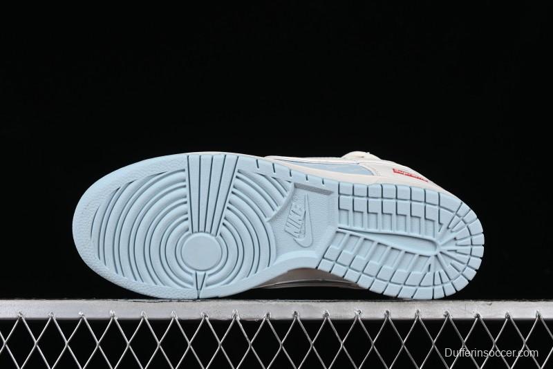 Nike SB Dunk Low Supreme Collaboration - Ice Blue Engraving Anniversary Customized Low-Top Casual Skate Shoes - JJ5688-107