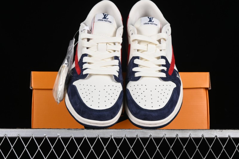Nike Travis Scott x Fragment Design x Jordan Air Jordan 1 Low OG SP AJ1 LV Blue Red Low-top Casual Sneakers - YQ2088-670