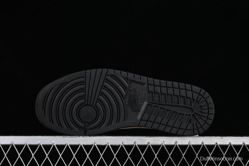 Nike Travis Scott x Fragment Design x Air Jordan 1 Low OG SP AJ1 LV Classic Black Gold Low-top Casual Sneakers - SJ2068-103