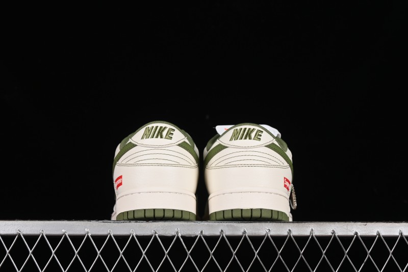 Nike SB Dunk Low Supreme Collaboration - Military Green Double Swoosh Anniversary Custom Low-Top Casual Sneakers - XX2025-319