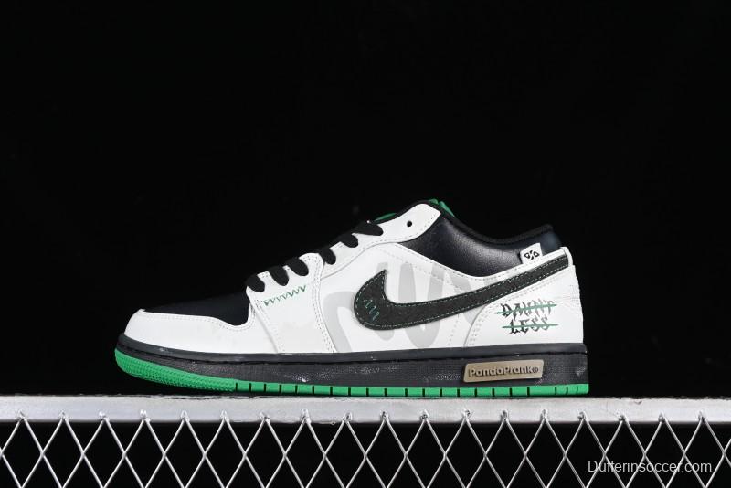 Nike Air Jordan 1 Low Retro Basketball Shoes with Panda Mischief Pioneer Rider Design - 553558-065