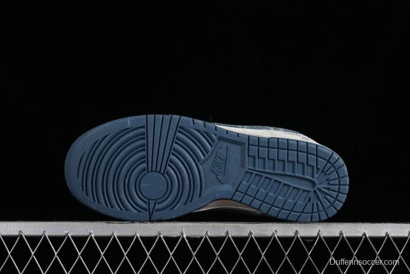 Nike SB Dunk Low LV Collaboration - Light Blue Denim Anniversary High-End Custom Low-Top Casual Skate Shoes - XP3802-336