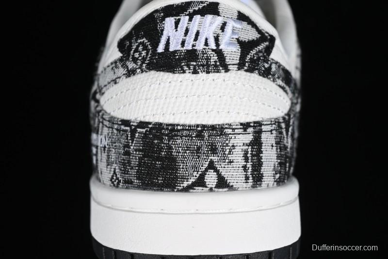 Nike SB Dunk Low LV Collaboration - Black Denim Anniversary High-End Custom Low-Top Casual Skate Shoes - XB3802-351