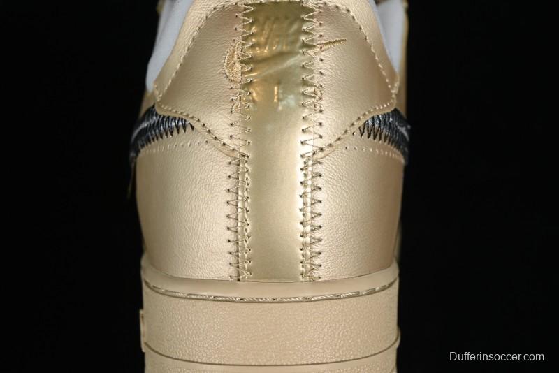 Off-White x Nike Air Force 1 '07 Low "Metal Gold" Casual Sneakers - DX1419-900