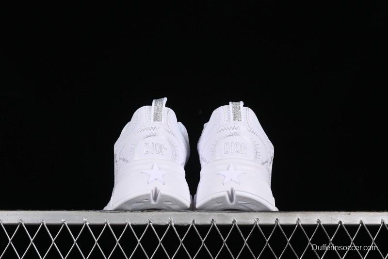 Dior Chrono Round Toe Lace-Up Lifestyle Casual Running Shoes - 10W WHITE