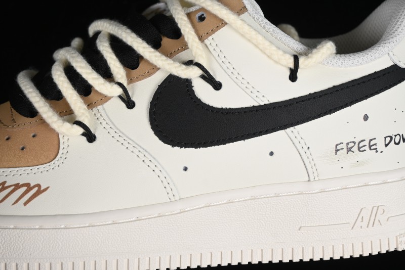 Nike Air Force 1 '07 Low Custom Cappuccino Anime-Themed Spray-Painted Casual Sneakers with Strap - ZH0316-019