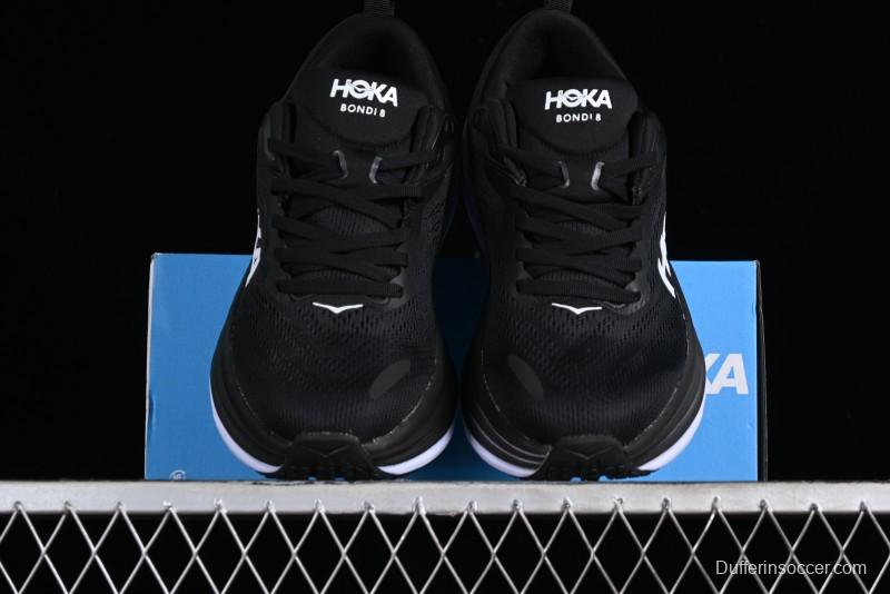 HOKA ONE ONE Bondi 8 Functional Cushioned Running Shoes with Engineered Mesh Upper - 1123202 BWHT
