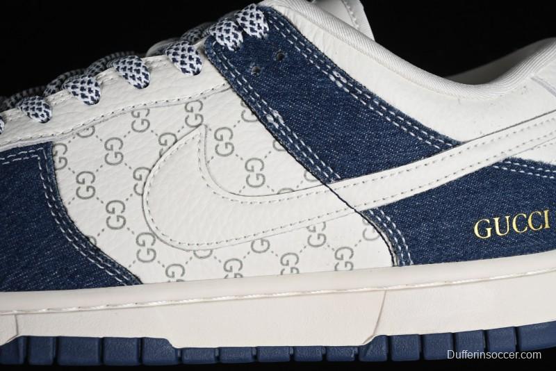 Nike SB Dunk Low Gucci Collaboration - Denim with Light Blue Swoosh Anniversary High-End Custom Low-Top Casual Sneakers - FC1688-141
