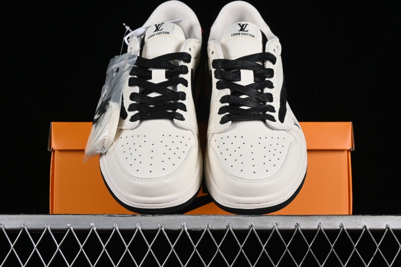 Nike Travis Scott x Fragment Design x Jordan Air Jordan 1 Low OG SP AJ1 LV Beige Black Red Casual Sneakers - LX1988-700