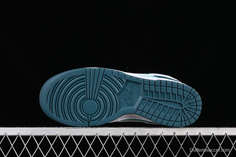 Nike Dunk Low SB Skateboarding Shoes in White and Geode Teal - DD1503-301