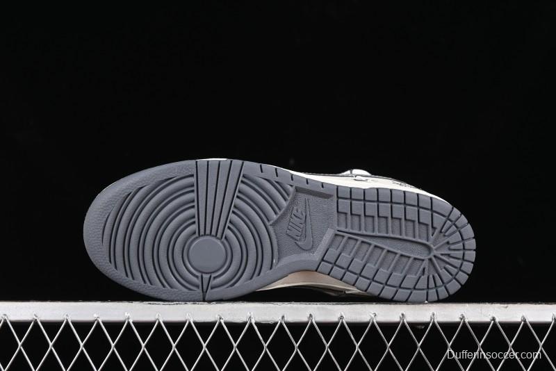 Stussy x Nike Dunk Low SB Sneakers in Off-White and Gray with Stussy S Titanium Accessory - SJ2068-275