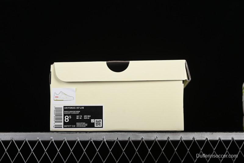 Nike Air Force 1 '07 Low Supreme Casual Sneakers in White-Fluorescent Green - BB7577-219