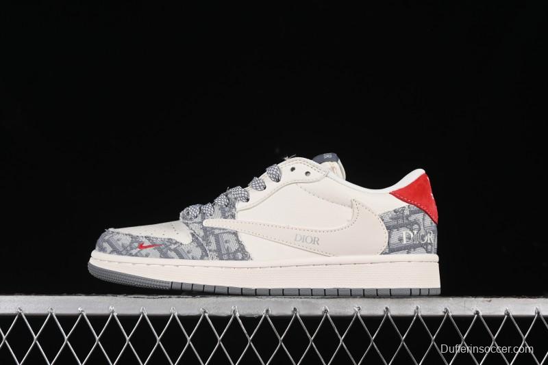 Nike Travis Scott x Fragment Design x Air Jordan 1 Low OG SP AJ1 Low Top Casual Sneakers - XY2688-113