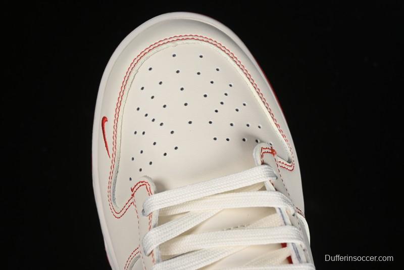 Nike SB Dunk Low Comme des Garcons Collaboration - Off-White Small Red Hook Anniversary High-End Custom Low-Top Casual Skate Shoes - KK1688-100