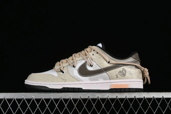 Nike Dunk Low Panda Prank Summer Theme Love Khaki Pudding Milk Tea SB Strap Low-Top Casual Sneakers - CW1590-100