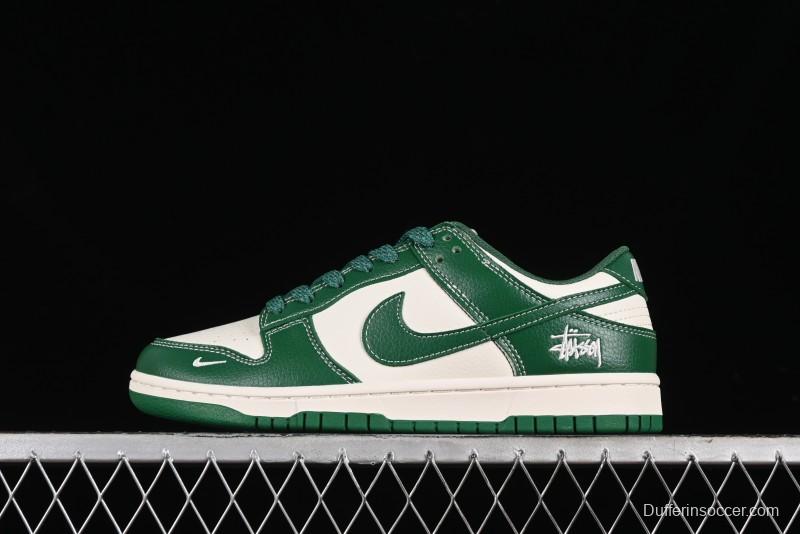 Nike SB Dunk Low Stussy Collaboration - Dark Green Anniversary Custom Low-Top Casual Skate Shoes - BB9898-005