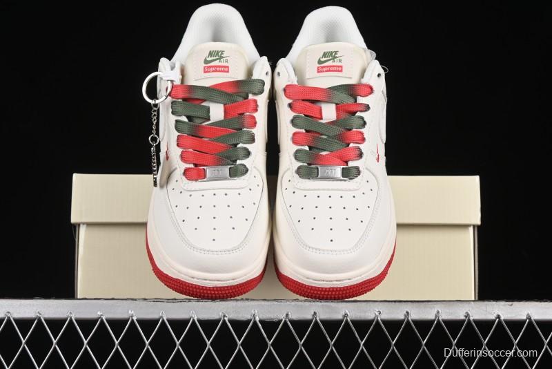 Nike Air Force 1 '07 Low Supreme Casual Sneakers in Beige Red Green - XZ6188-009