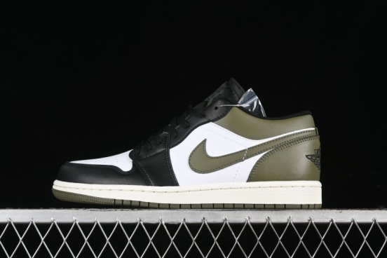 Nike Air Jordan 1 Low "Medium Olive" Retro Casual Sneakers - 553558-092